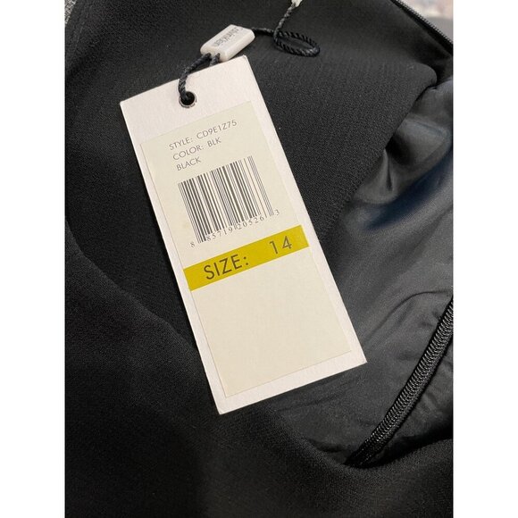 Calvin Klein NWT Black Sleeveless Knee Length Sheath Dress Ruffle Accent Sz 14 - Picture 7 of 7